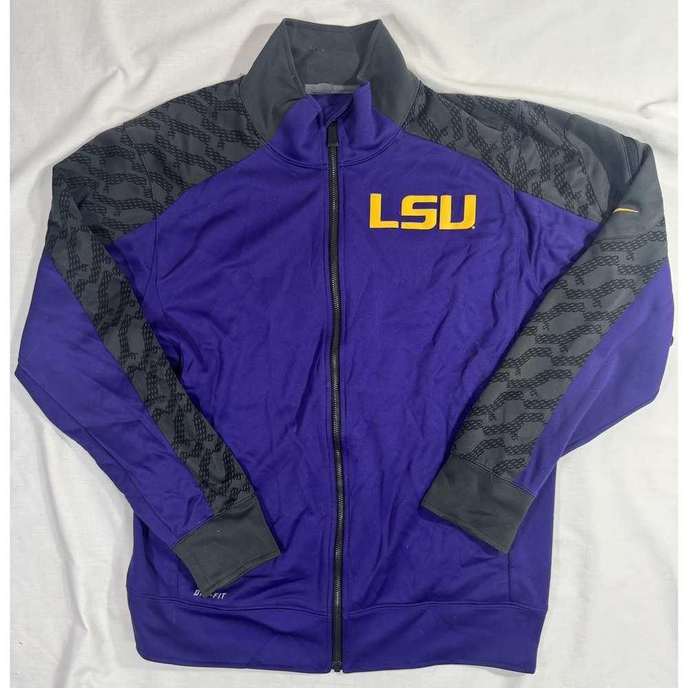 Nike LSU Tigers Jacket Mens Size Medium Purple Full Zip Track Jacket Windbreaker